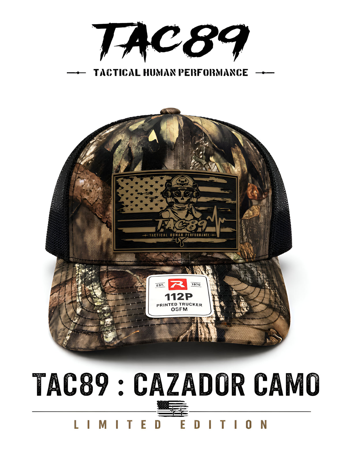 Cazador Camo Trucker Hat- Black